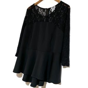 MONROE AND MAINE BLACK LACE PEPLUM TOP SIZE 1X